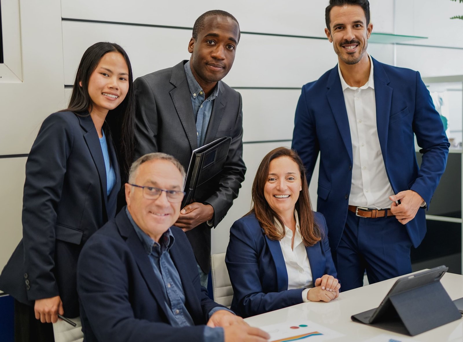 group of multiracial business people smiling together